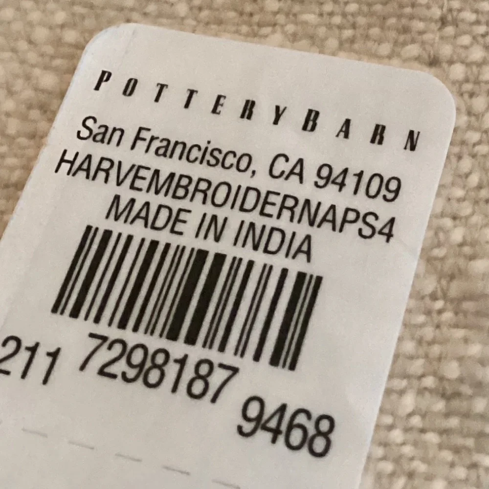 POTTERY BARN HARVEMBROIDERNAPS X4